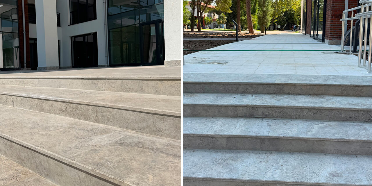 Ege Üniversitesi Teknopark projesi Silver traverten zemin